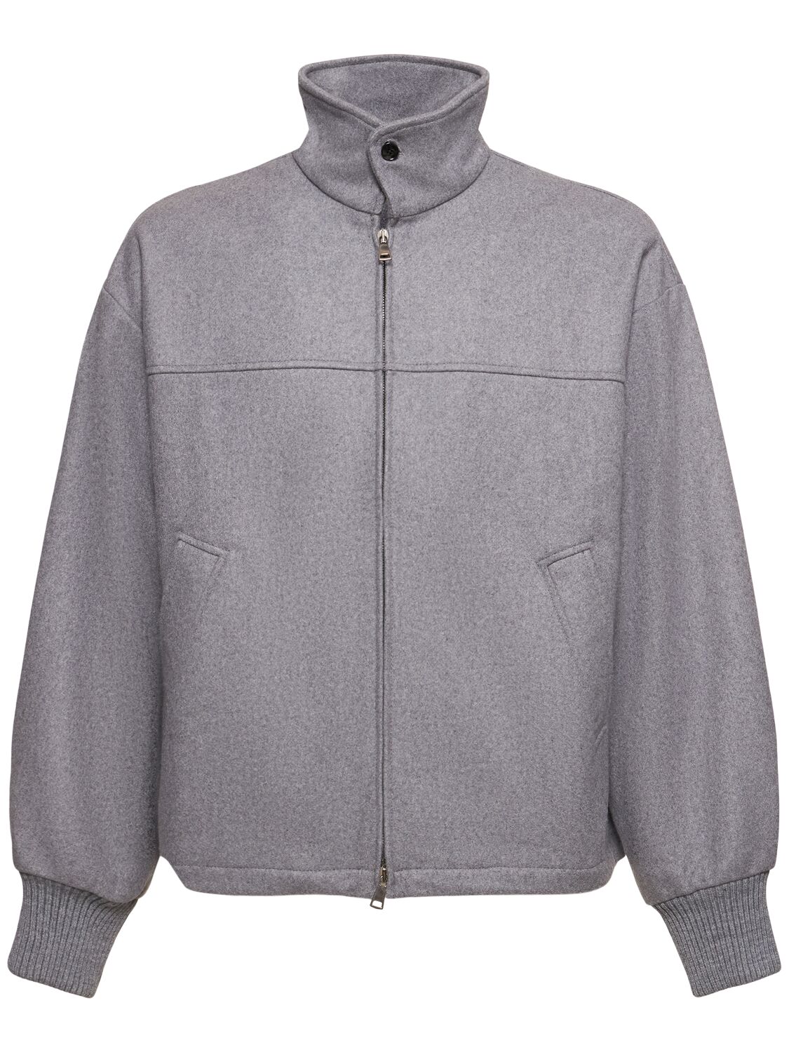 Cellar Door Lou Wool Blend Zip Jacket In Grey