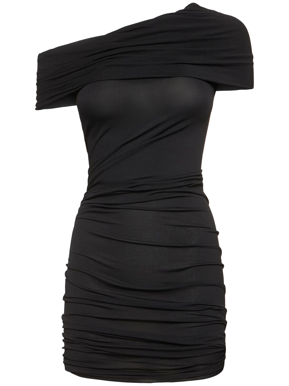 Rick Owens Lola Draped Jersey Mini Dress In Black