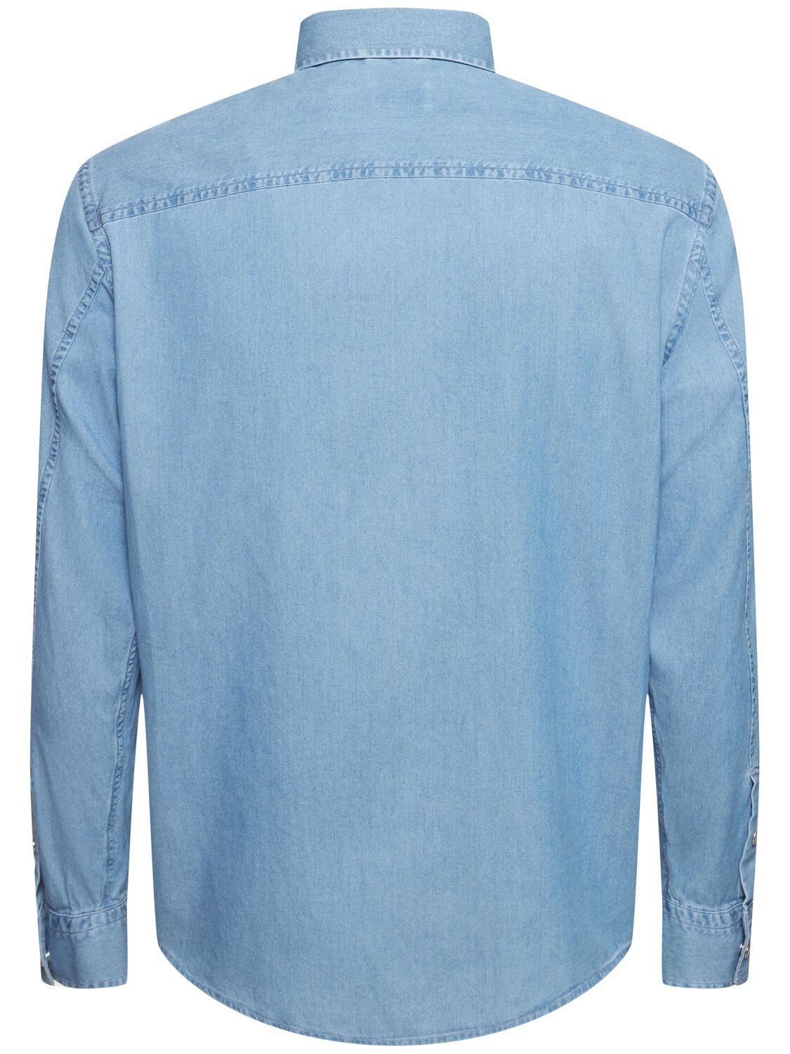 Shop Zegna Cashco Regular Fit Denim Shirt In Ghiaccio