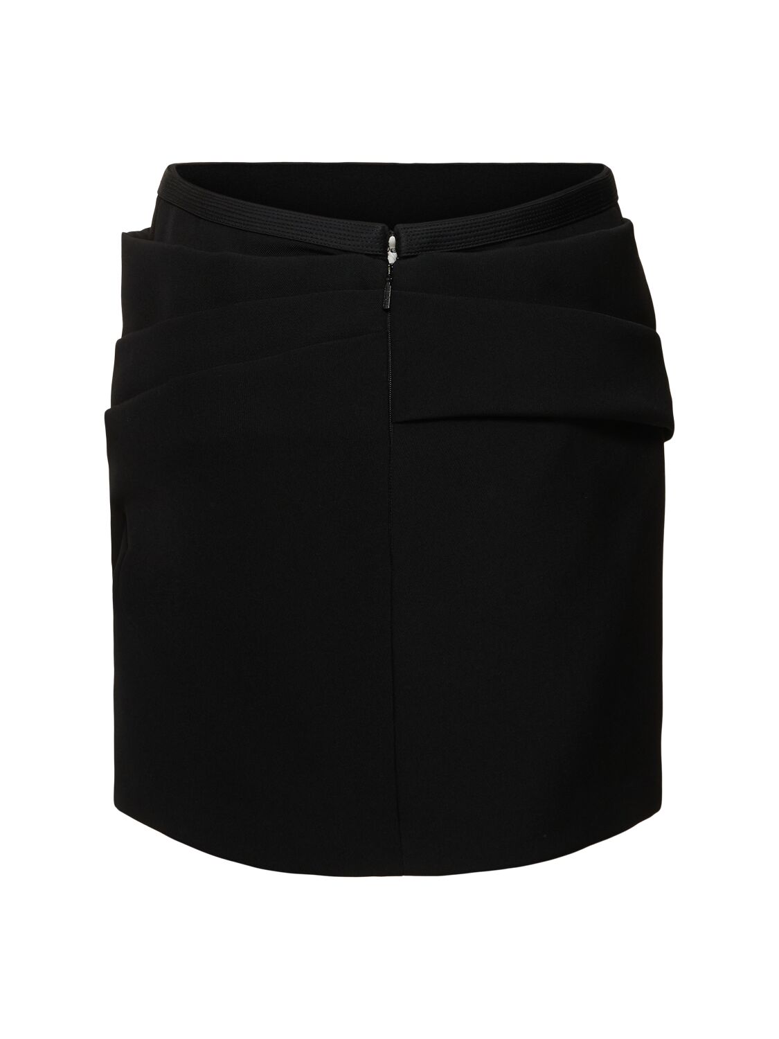 Shop Versace Draped Fluid Wool Gabardine Mini Skirt In Black