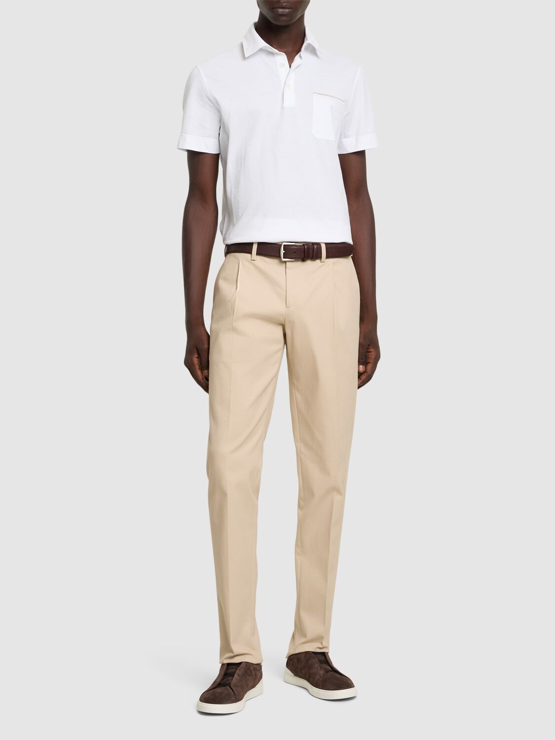 Shop Zegna Pure Cotton Piquet Polo In White