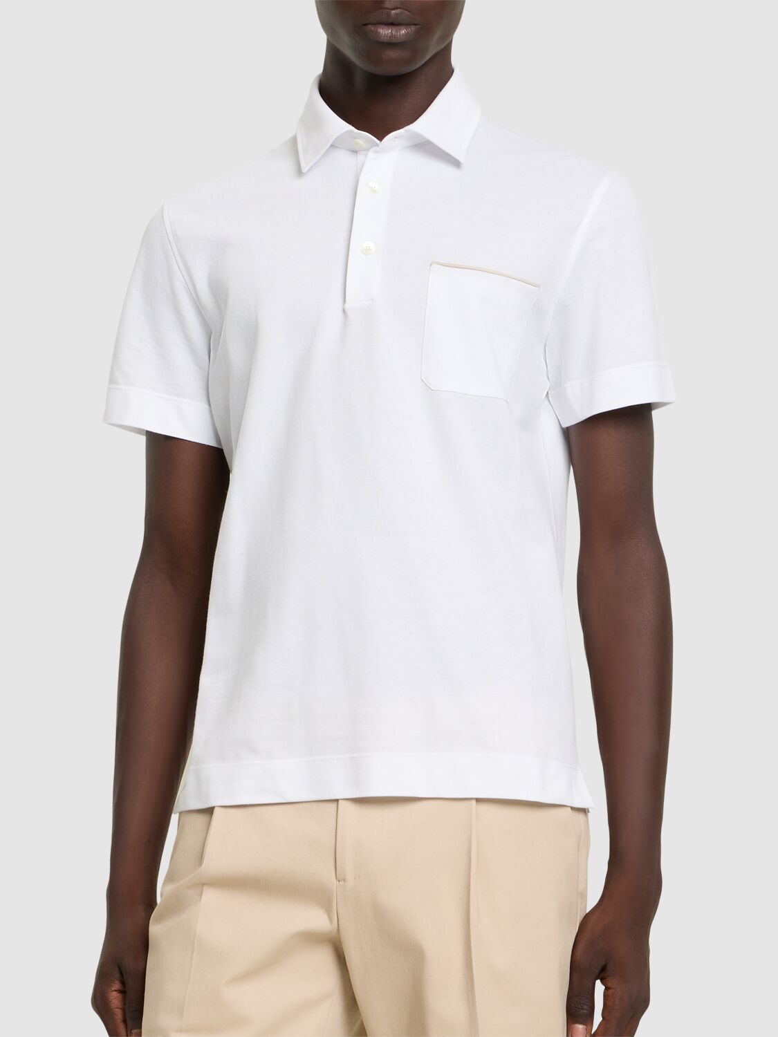 Shop Zegna Pure Cotton Piquet Polo In White