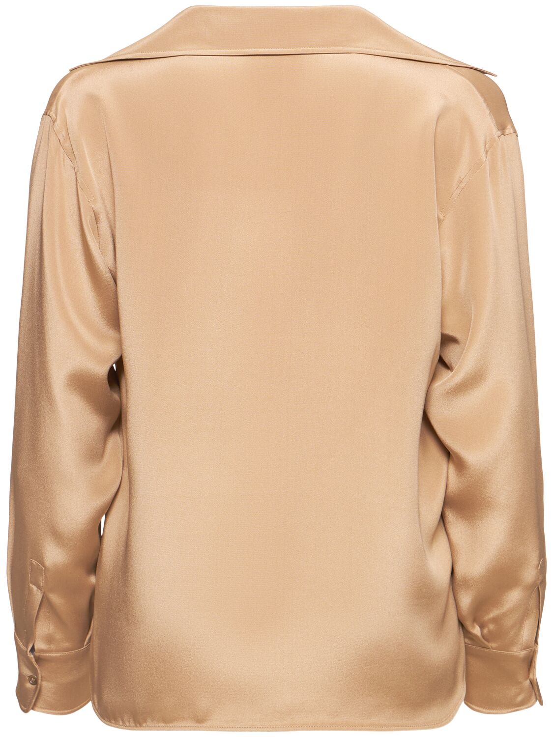 Shop Max Mara Zanzero Silk Crepe De Chine Shirt In Camel