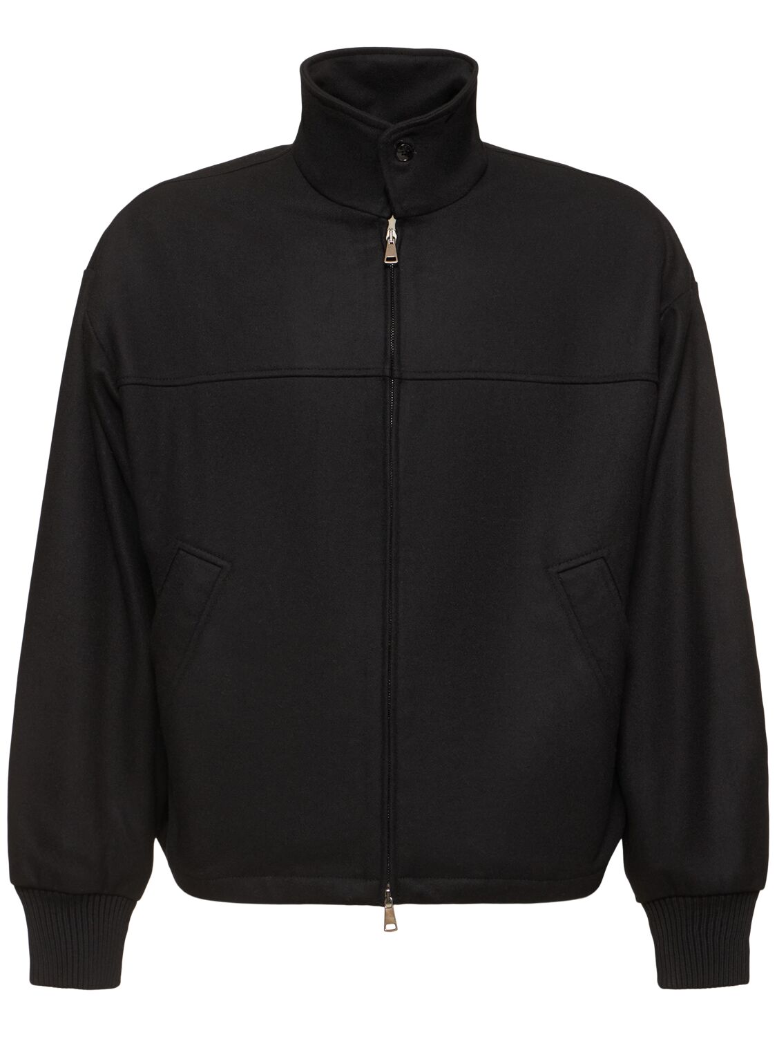 Cellar Door Lou Wool Blend Zip Jacket In Black