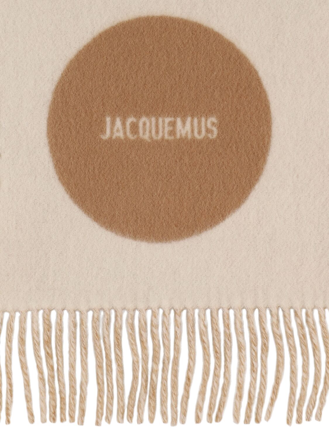 Shop Jacquemus L'echarpe Rond Carré Wool Scarf In Multi/beige