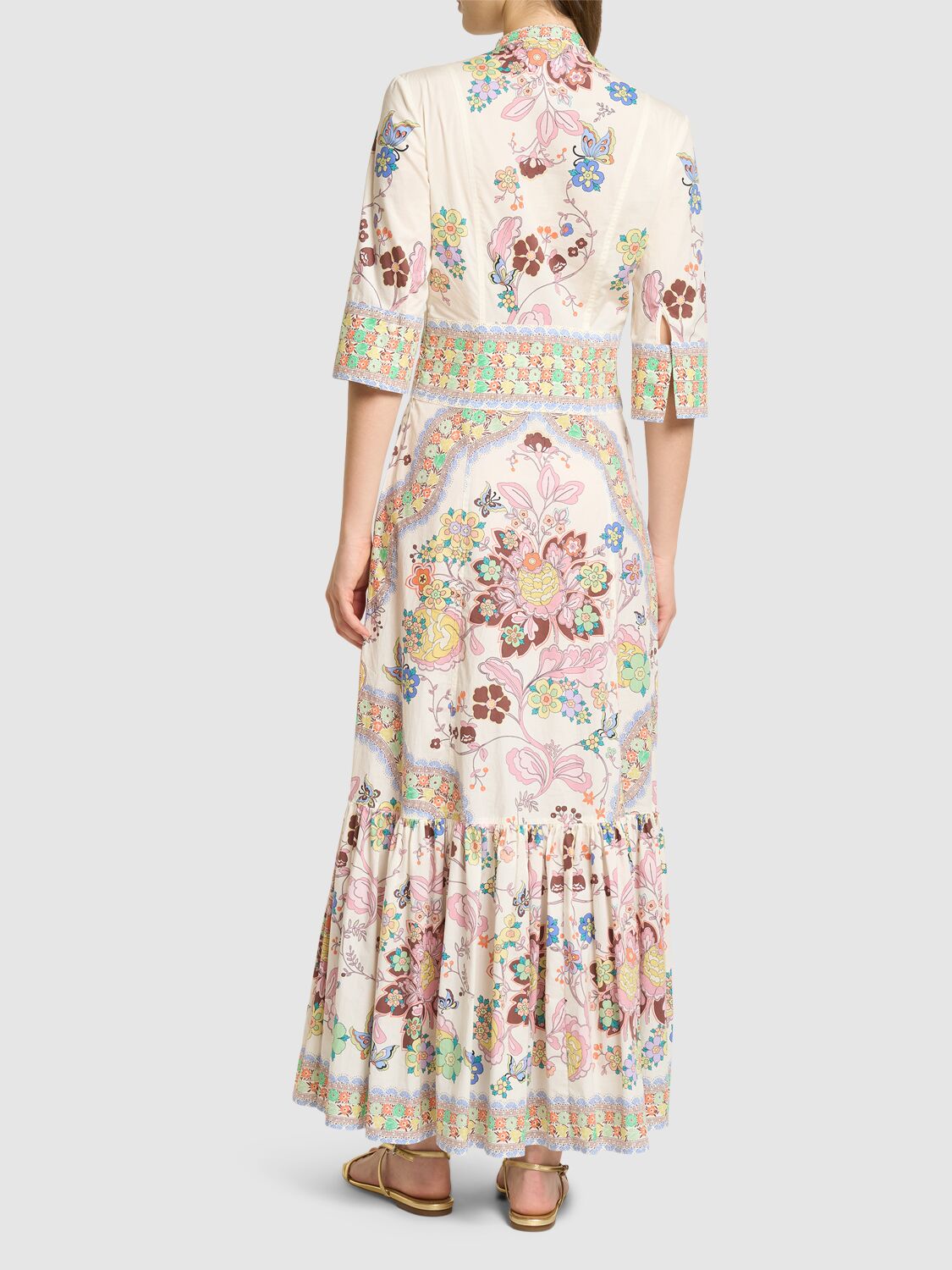 Etro Printed Stretch-cotton Midi Dress In White/multi