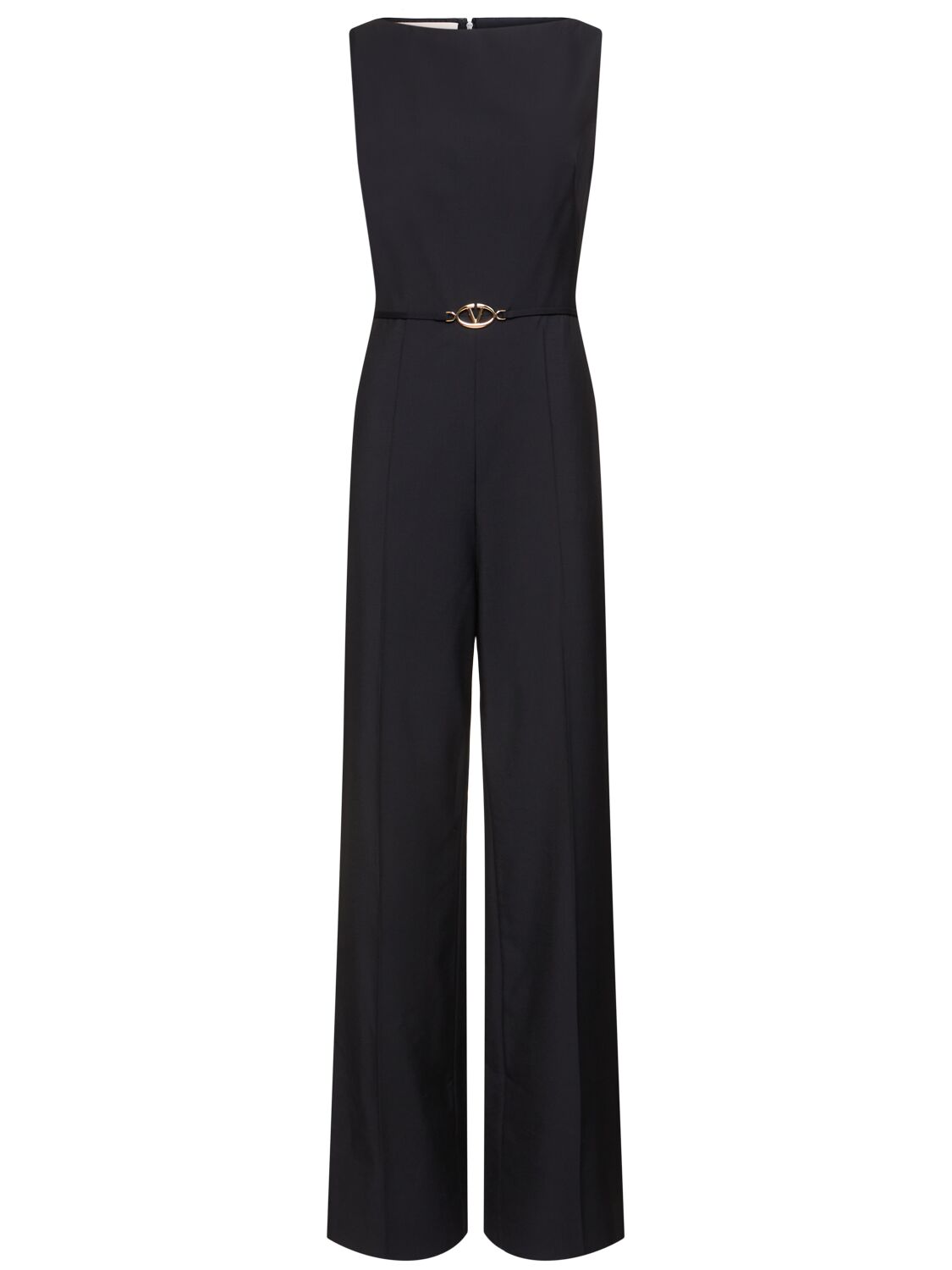 Shop Valentino Wool & Mohair Sleeveless Jumpsuit In Navy