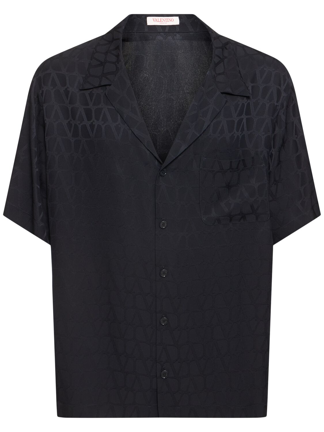 Valentino Monogram Logo Silk Shirt In Blue