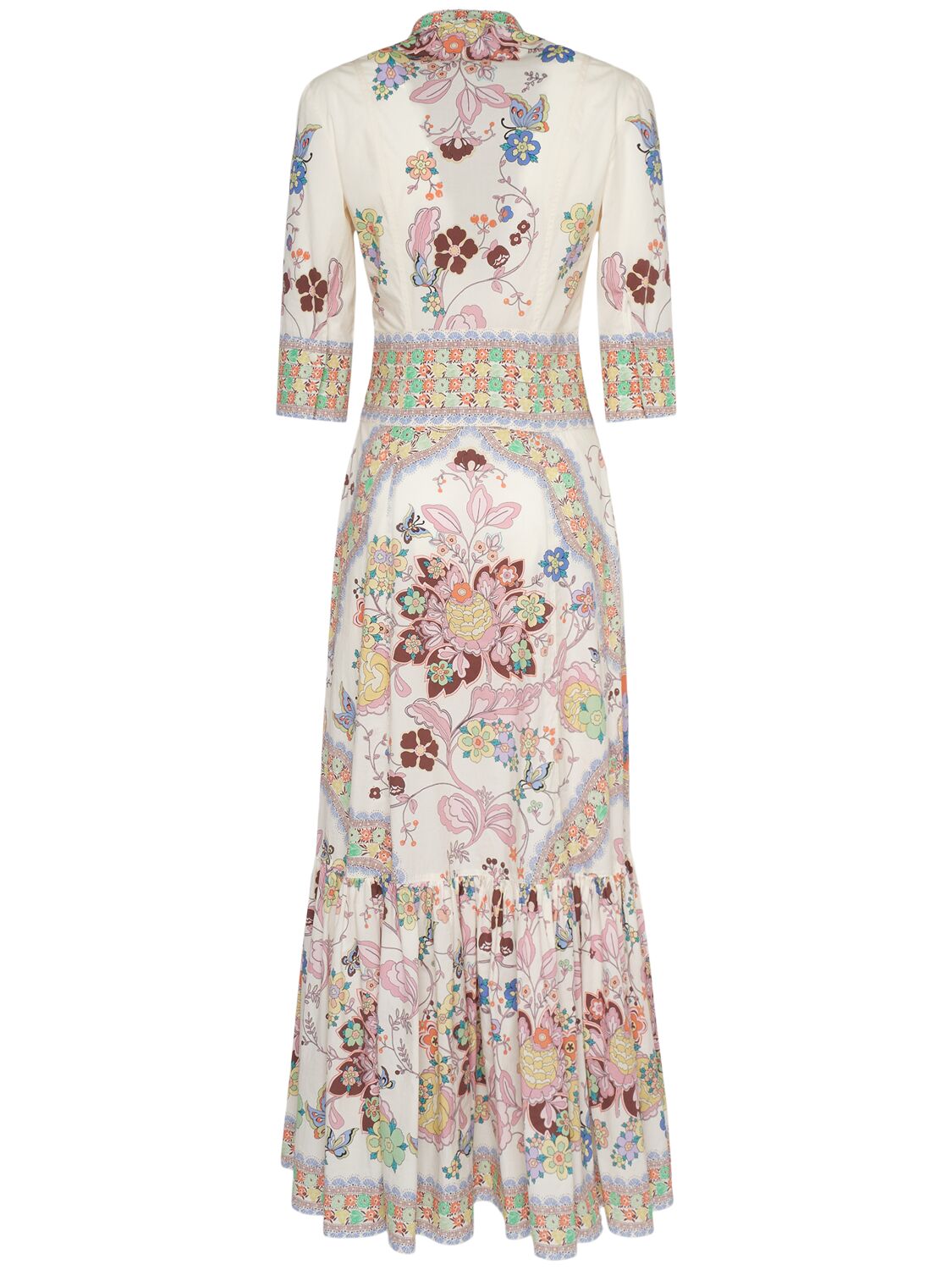 Etro Printed Stretch-cotton Midi Dress In White/multi