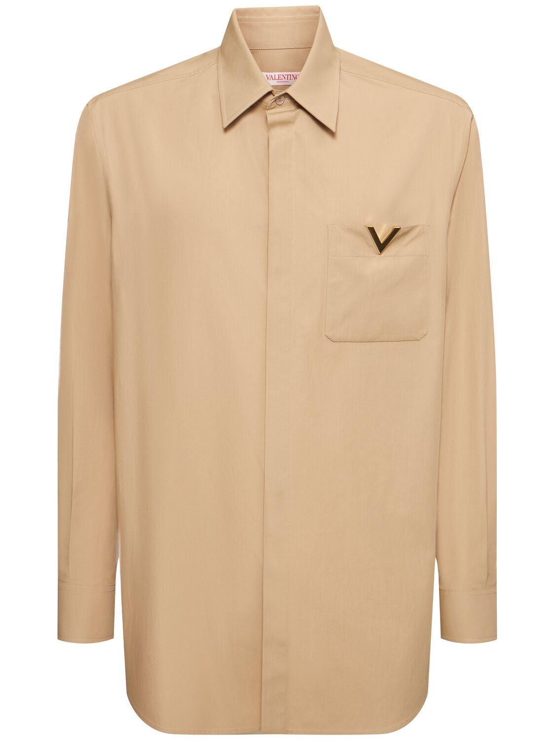 Valentino Cotton Poplin Shirt In Beige