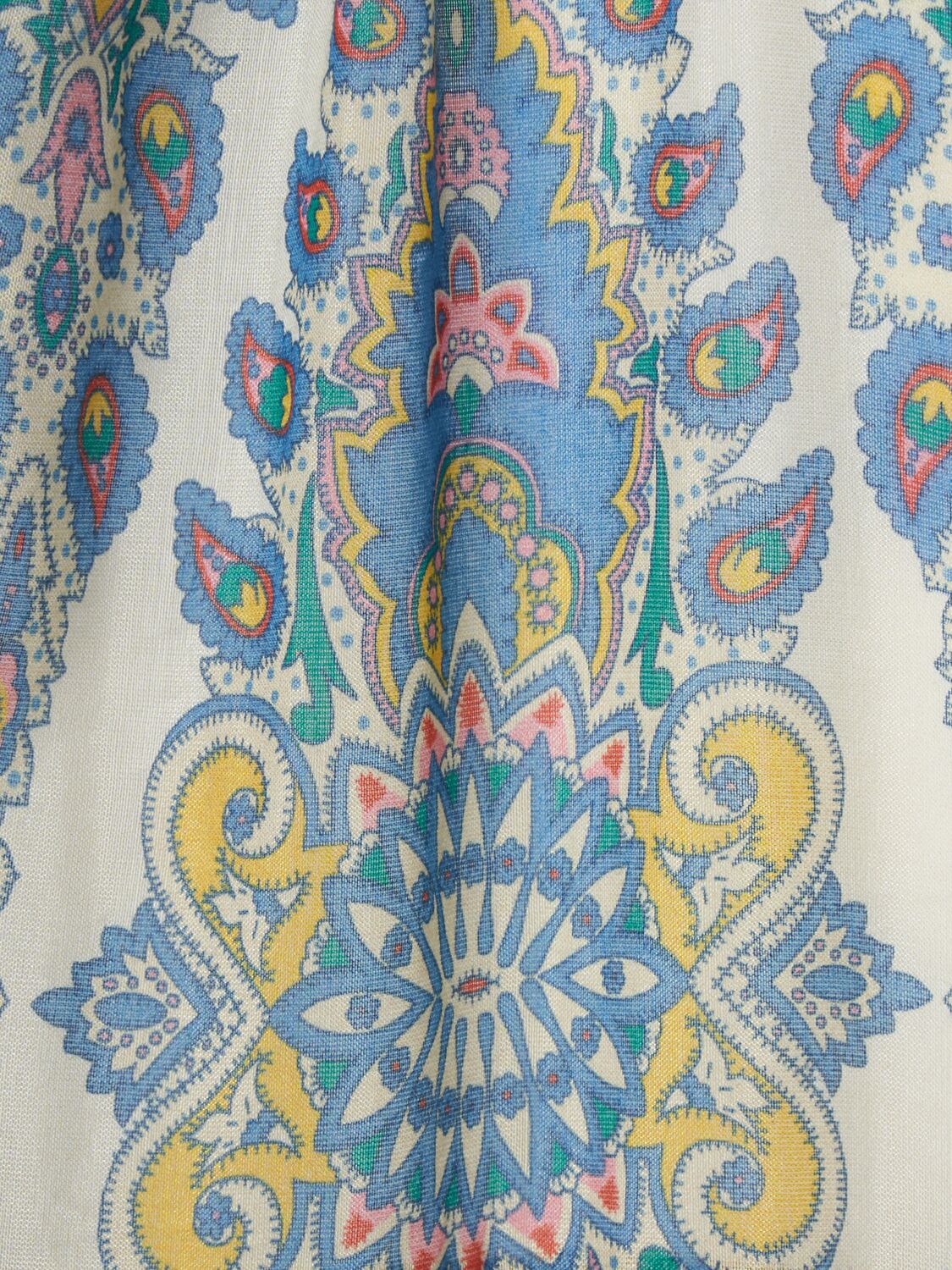 Etro Womens Print On White Base Paisley-print Sleeveless Cotton-silk Woven Midi Dress In Blue/multi