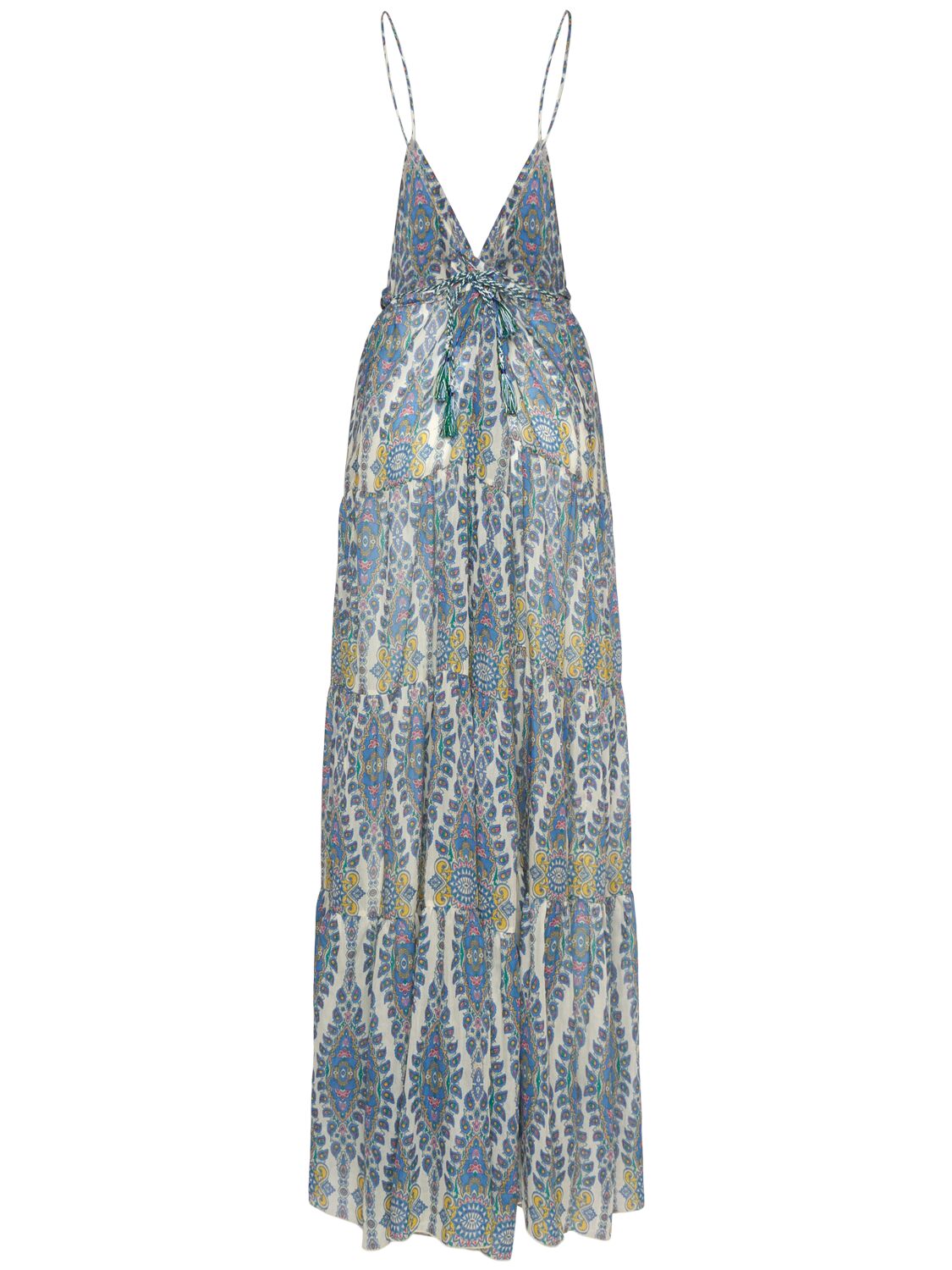Etro Womens Print On White Base Paisley-print Sleeveless Cotton-silk Woven Midi Dress In Blue/multi