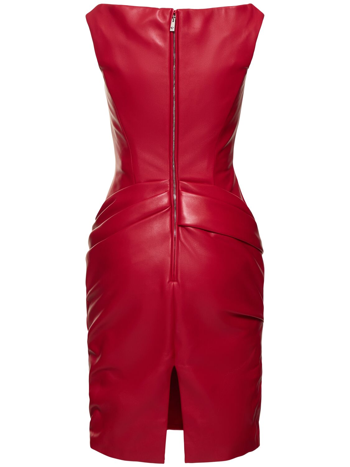 Shop Versace Leather Mini Dress In Red