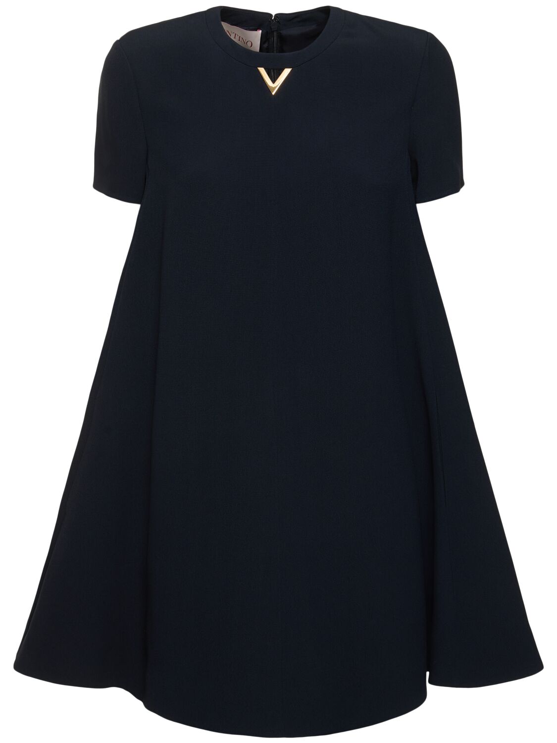 Shop Valentino Structured Couture Mini Dress In Navy