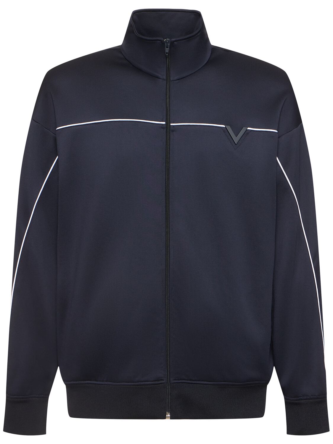 Shop Valentino Double Cotton Blend Jersey Tracksuit In Navy