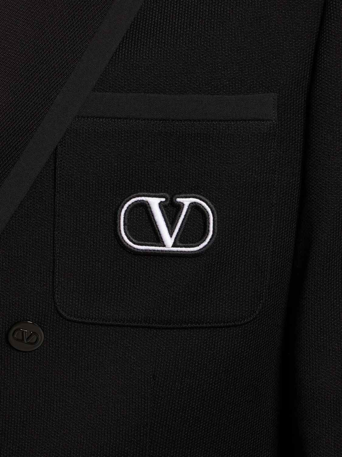 Shop Valentino Vlogo Signature Cotton Stitch Blazer In Black