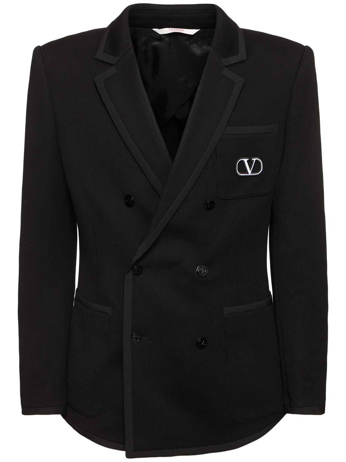 Shop Valentino Vlogo Signature Cotton Stitch Blazer In Black