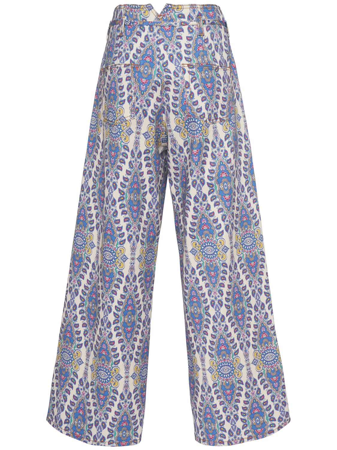 Etro Printed Denim Wide Jeans In Blue/multi