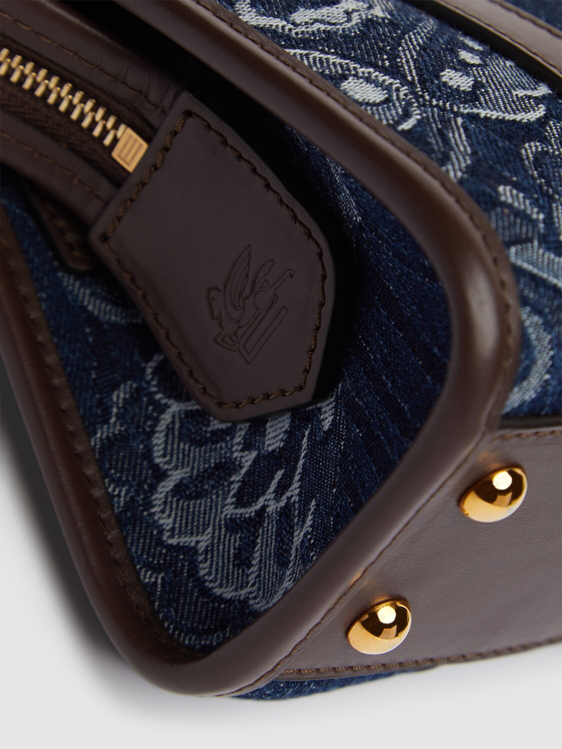 Shop Etro Xs Bauletto Denim Jacquard Bag In Dark Blue