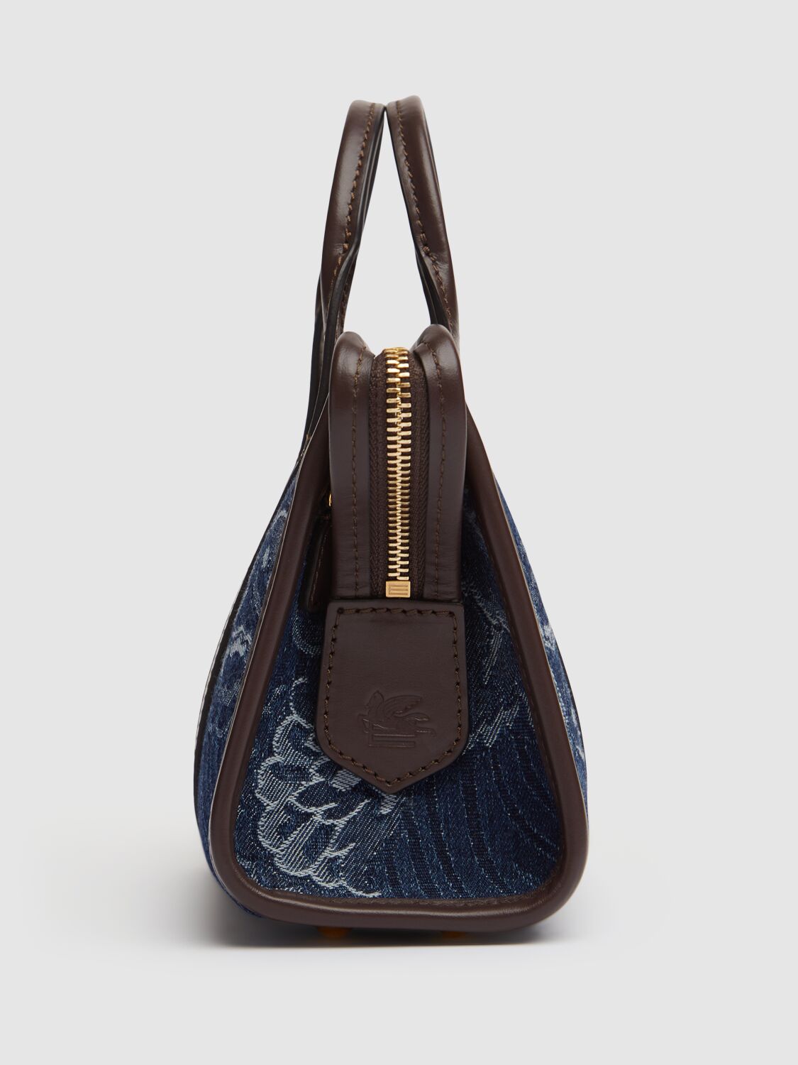 Shop Etro Xs Bauletto Denim Jacquard Bag In Dark Blue