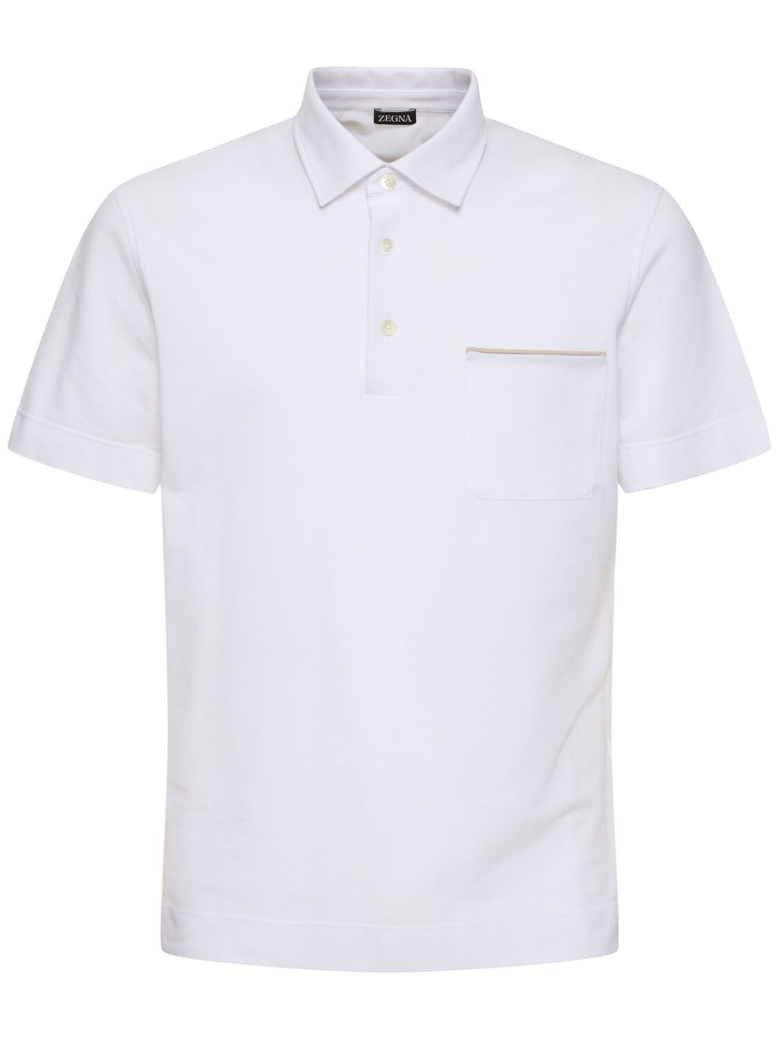 Shop Zegna Pure Cotton Piquet Polo In White