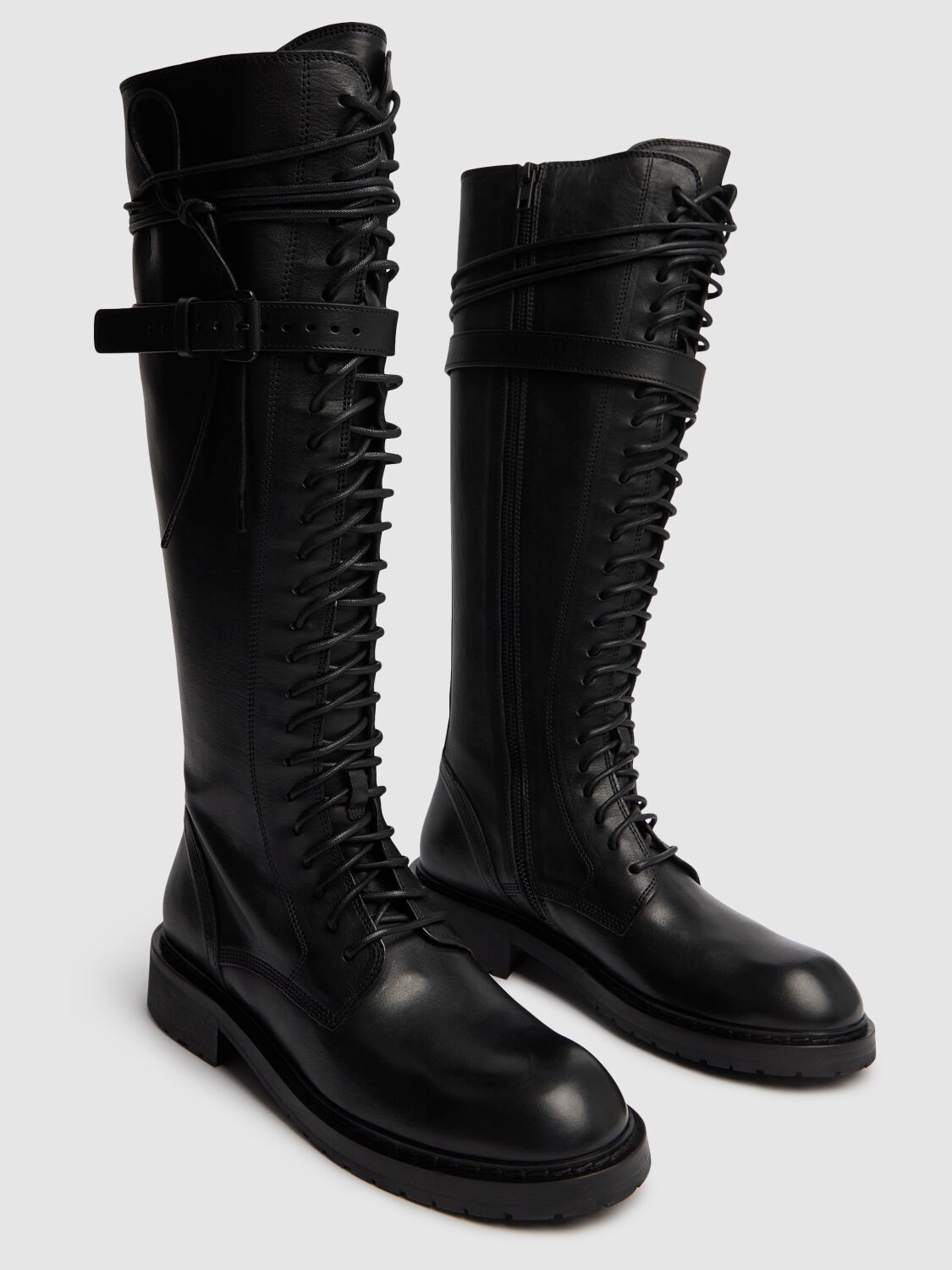 Shop Ann Demeulemeester 25mm Danny Leather Combat High Boots In Black