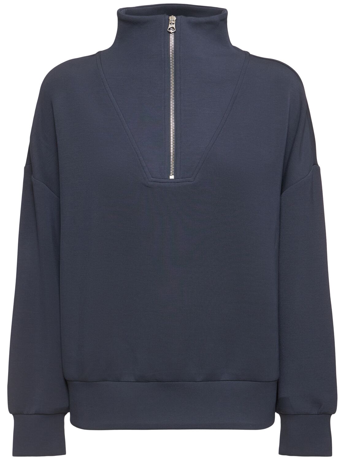 Varley Hawley Half Zip Knit Sweater In Blue