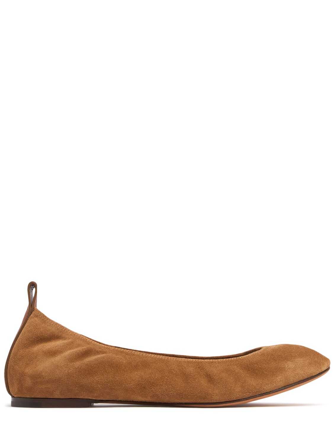 Shop Lanvin 5mm Suede Ballerina Flats In Brown