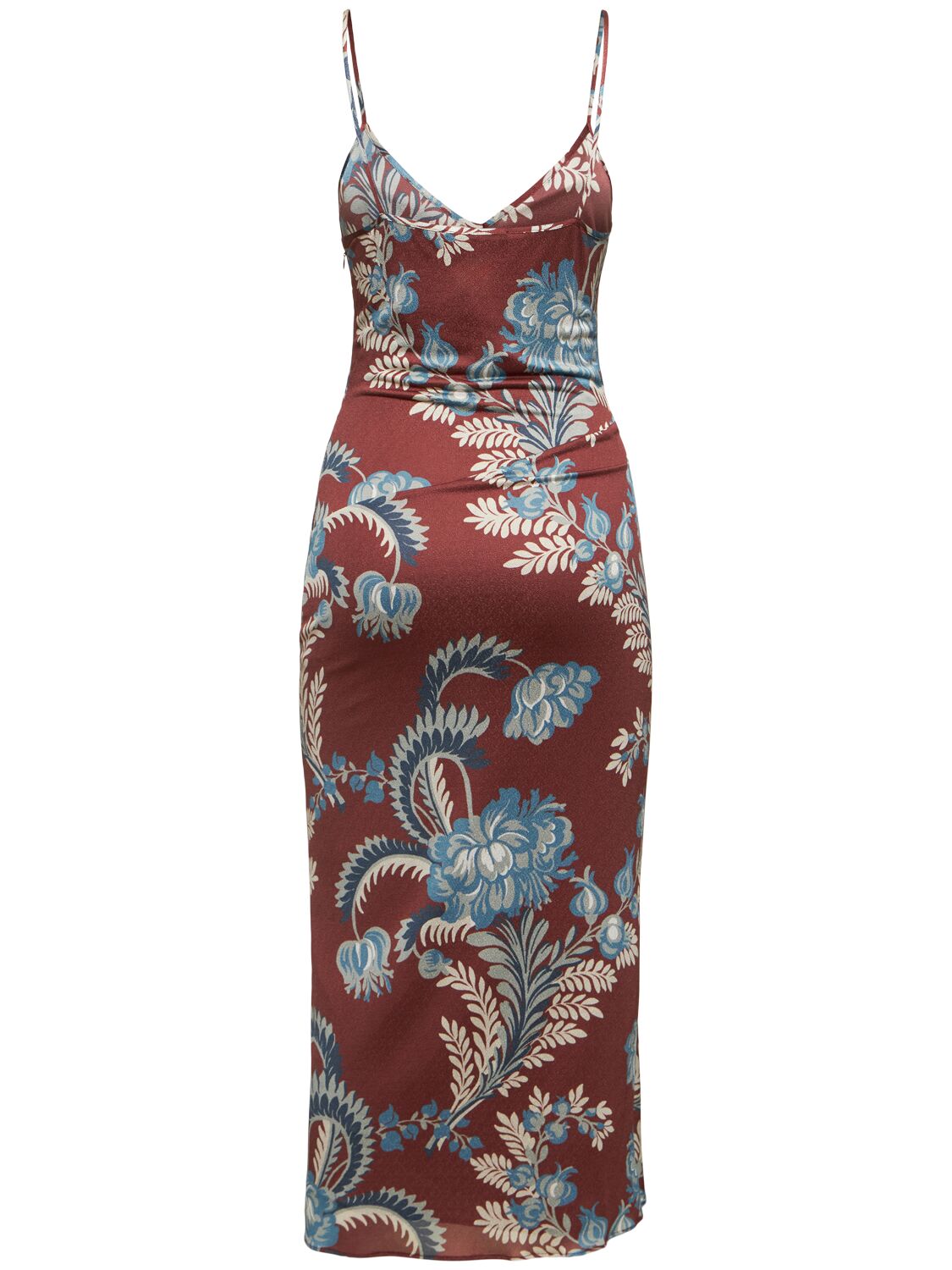 Shop Etro Draped Printed Viscose Long Dress In Brown/multi