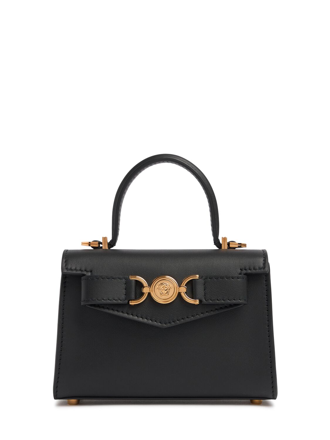 Versace Mini Medusa '95 Leather Top Handle Bag In Black