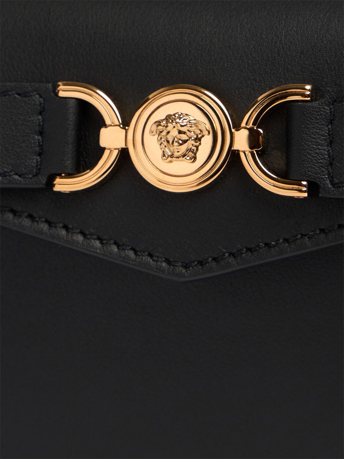 Shop Versace Mini Medusa '95 Leather Top Handle Bag In Black