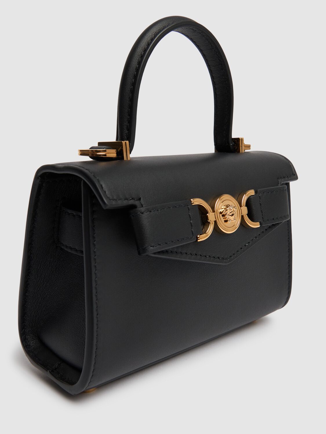 Shop Versace Mini Medusa '95 Leather Top Handle Bag In Black