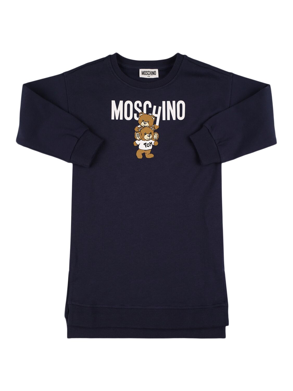 Moschino Printed Cotton Sweat Dress In Blue