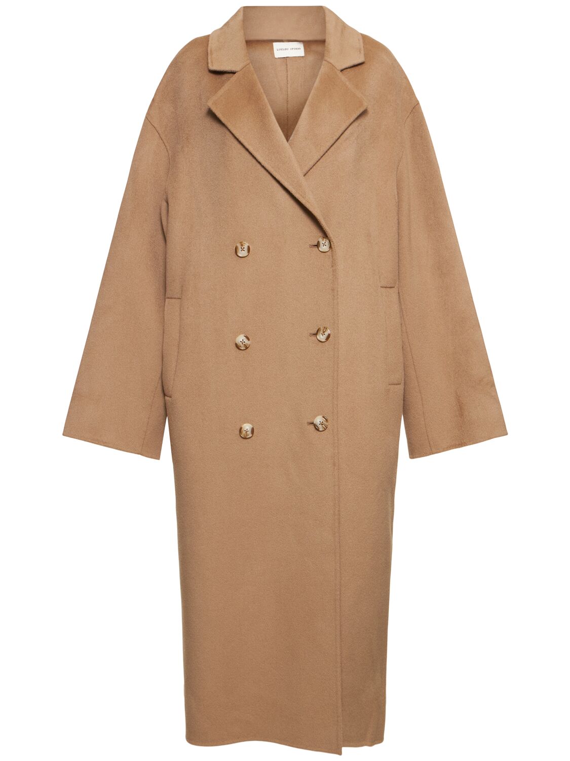 Loulou Studio Borneo Double Breast Wool Long Coat In Beige