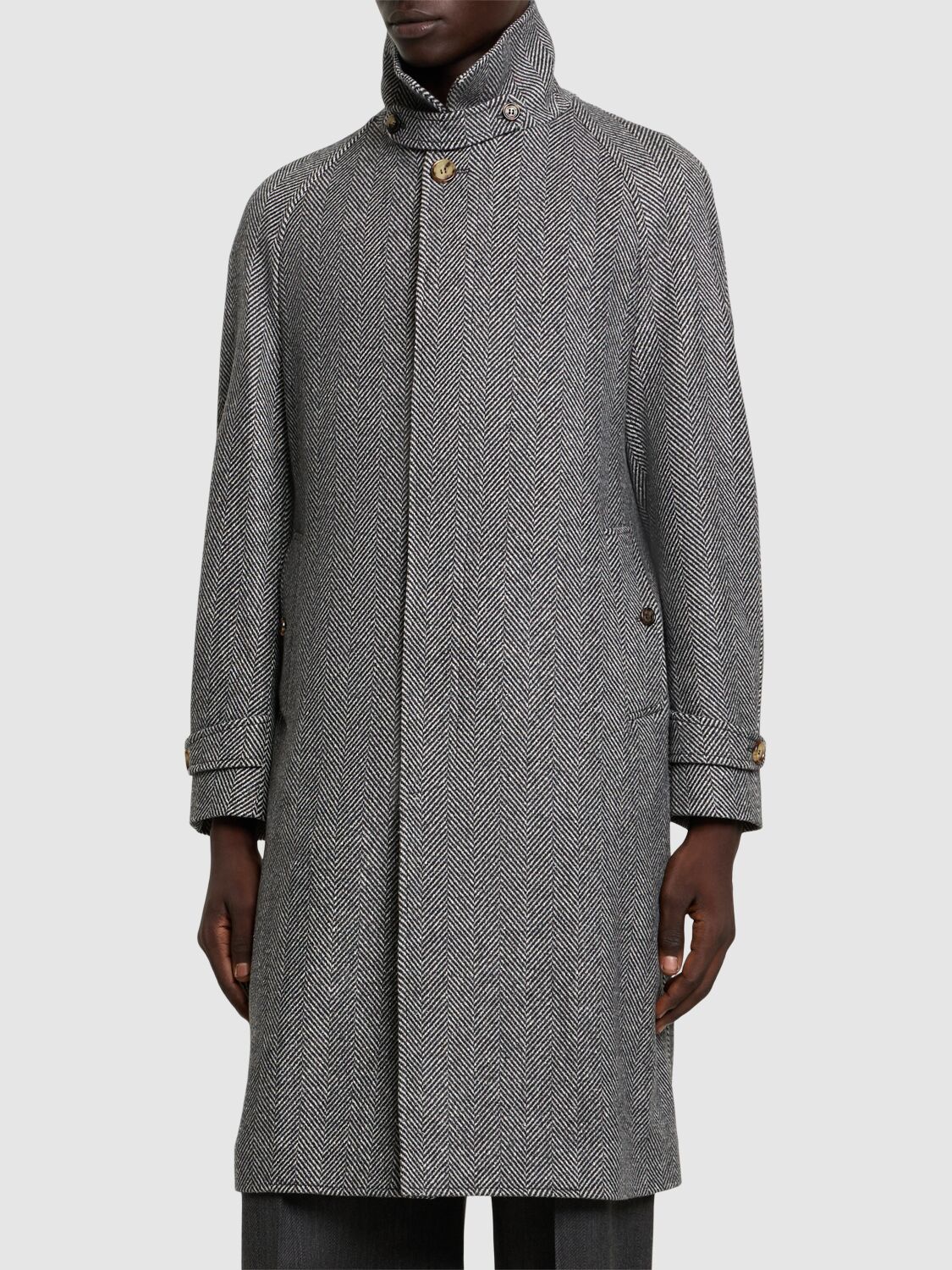 Shop Brunello Cucinelli Wool Blend Long Overcoat In Grigio Medio