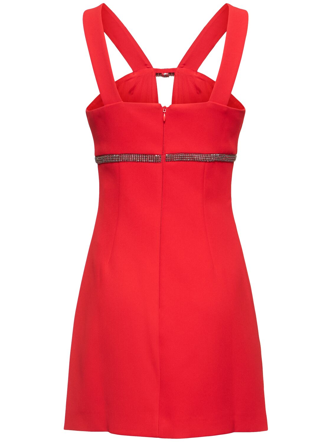 Shop Self-portrait Crepe Mini Dress In Red