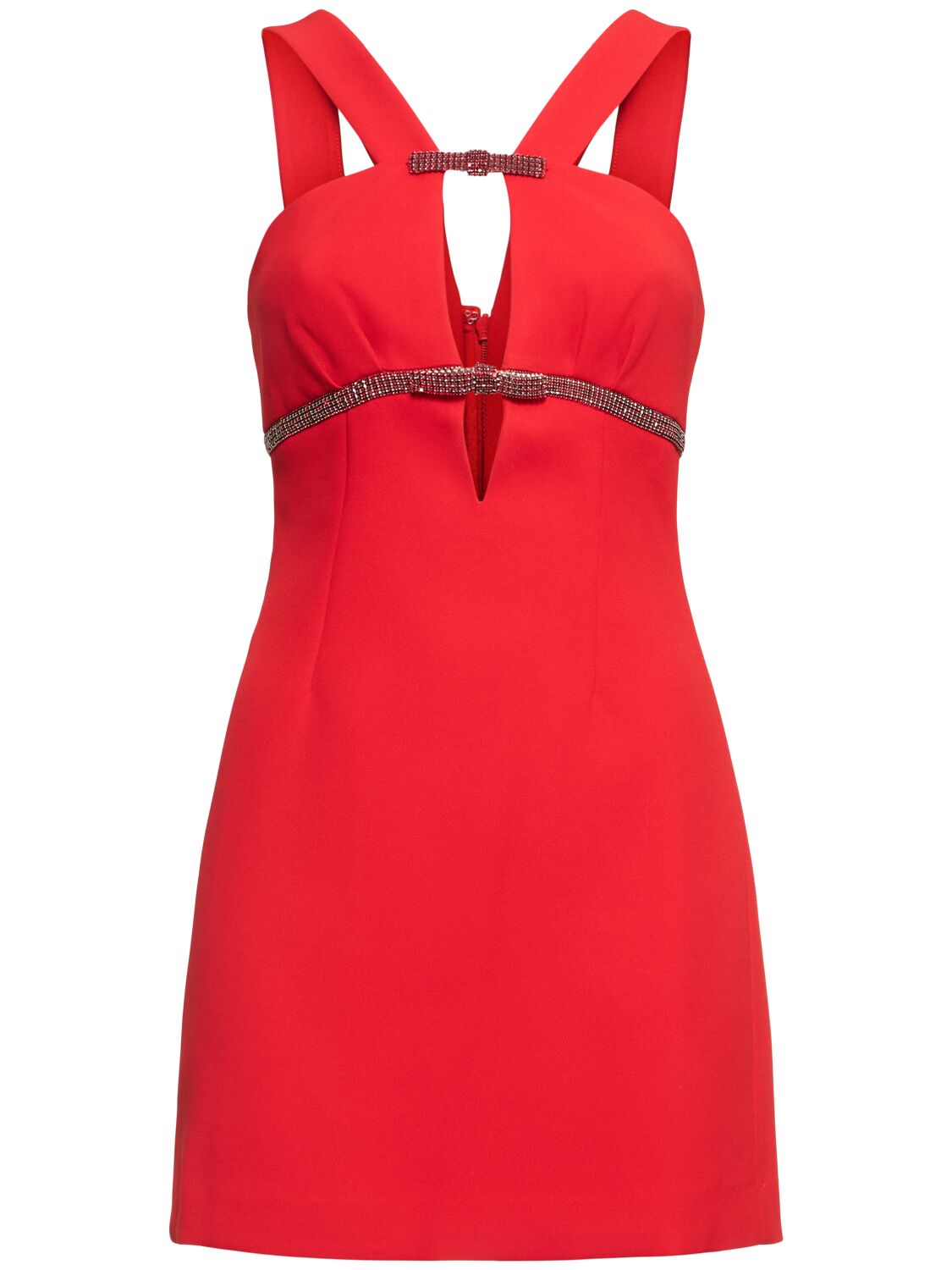 Shop Self-portrait Crepe Mini Dress In Red