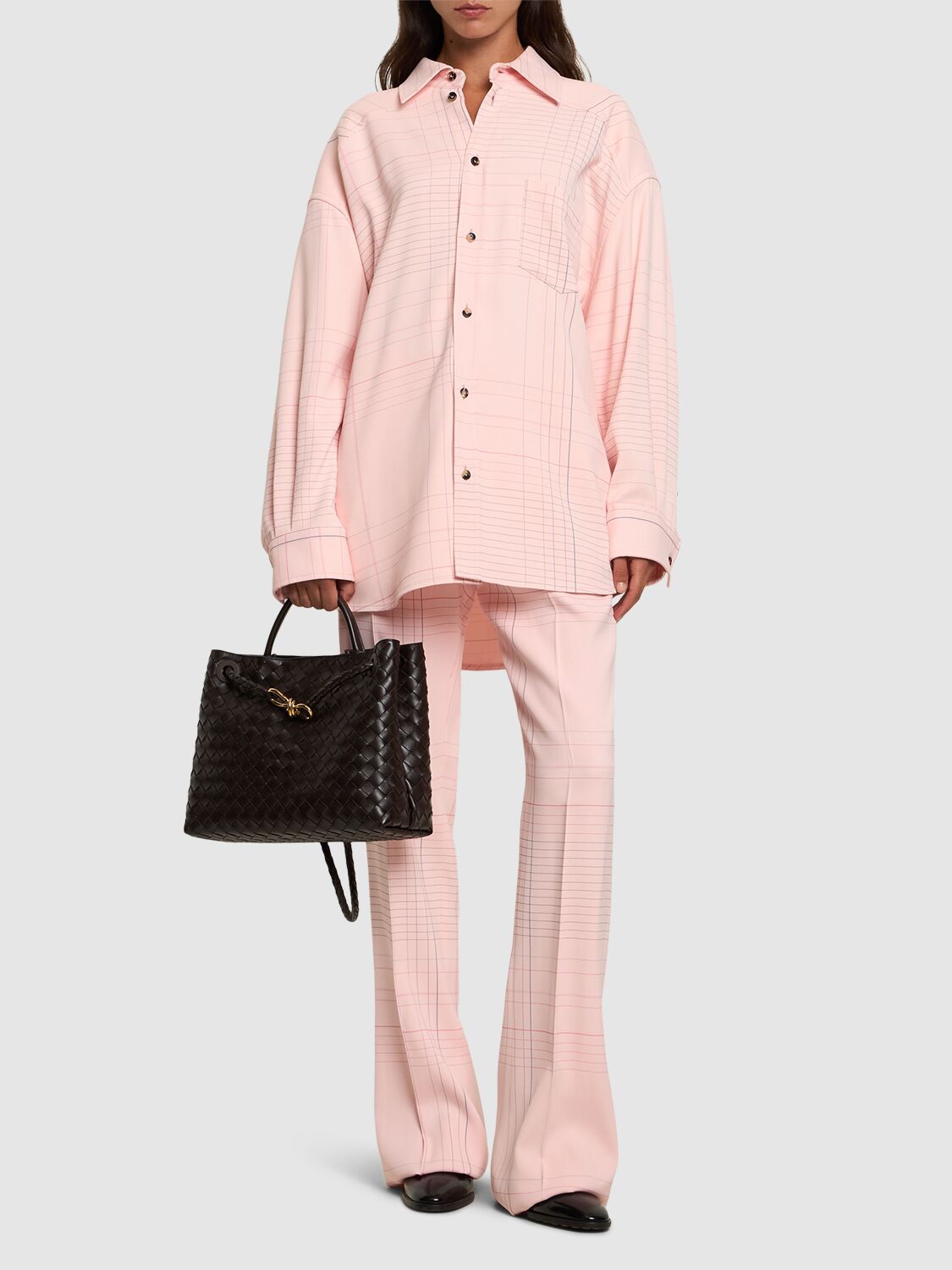 Shop Bottega Veneta Notebook Viscose Shirt In Pink/blue