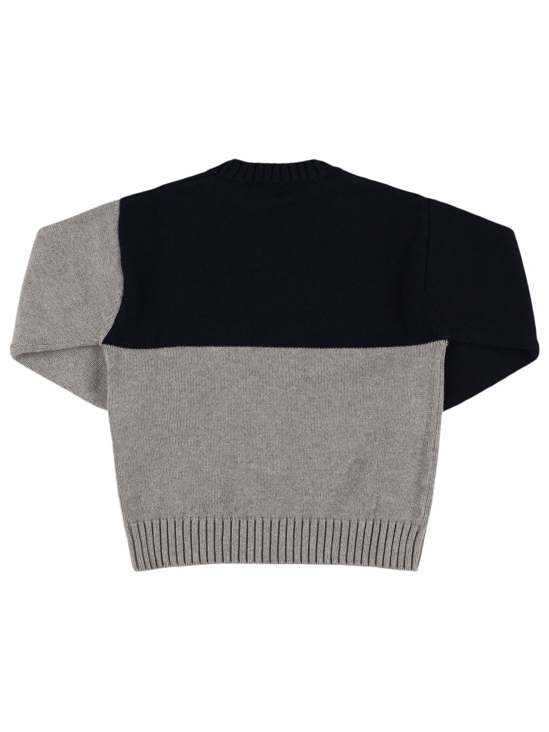 Shop Il Gufo Color Block Cotton Knit Sweater In Blue/grey/red