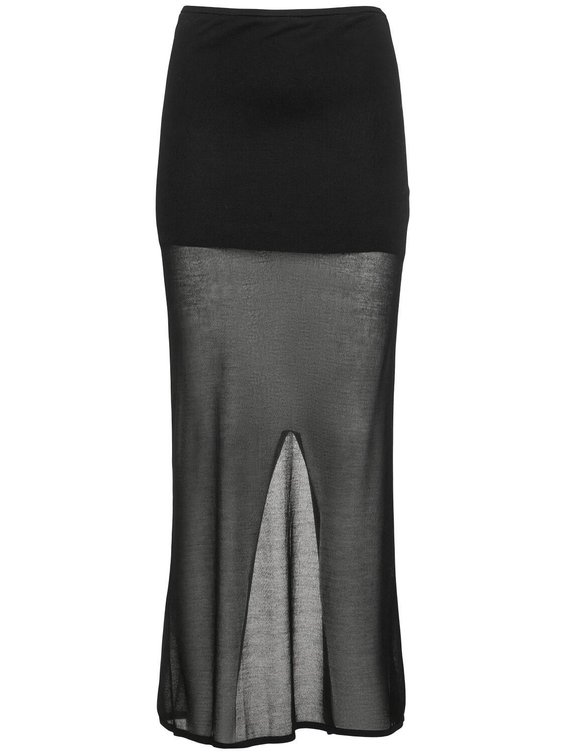 Image of Sheer Knit Column Midi Skirt