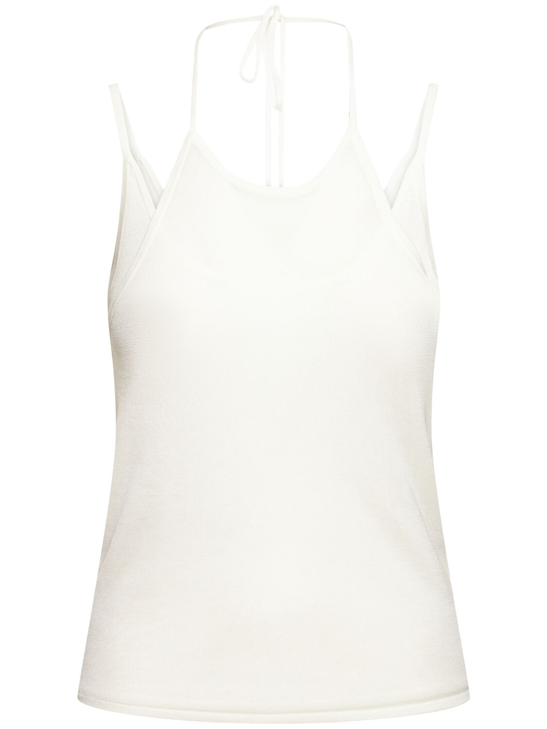 St.agni Layered Knit Halter Tank Top In White