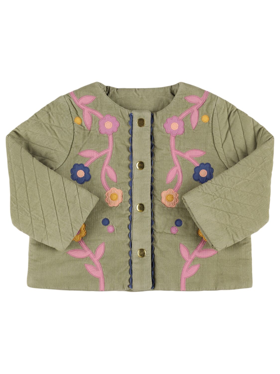 Louise Misha Embroidered Cotton Corduroy Jacket In Green