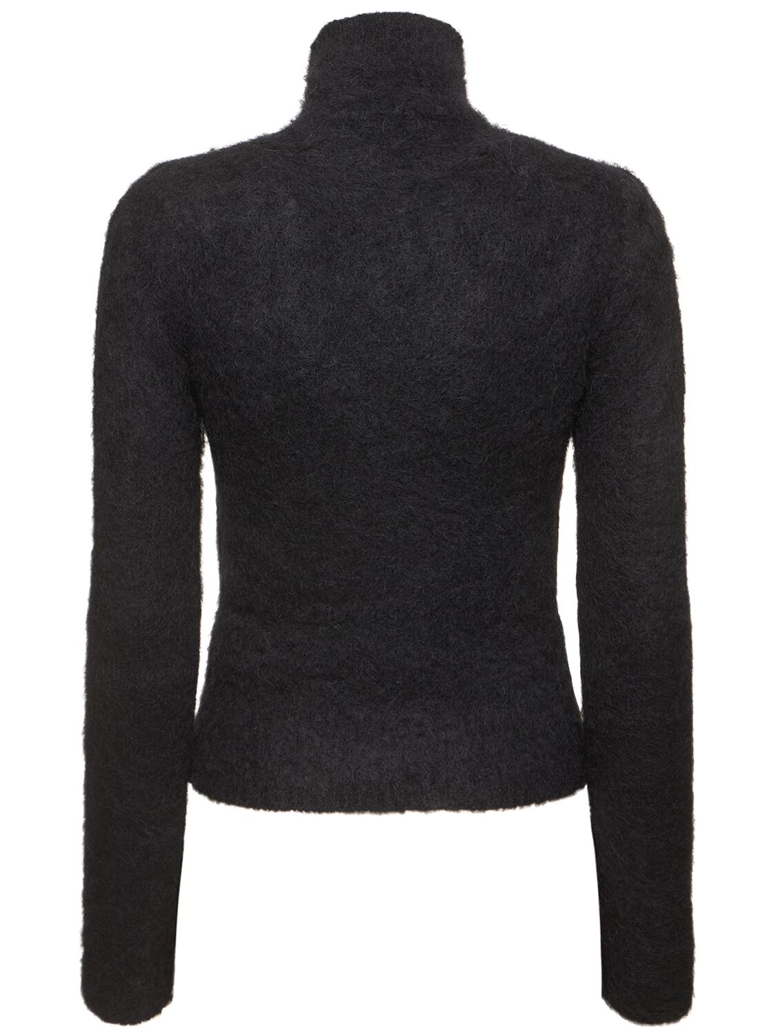 Shop Ami Alexandre Mattiussi Brushed Mohair Blend Turtleneck Sweater In Black