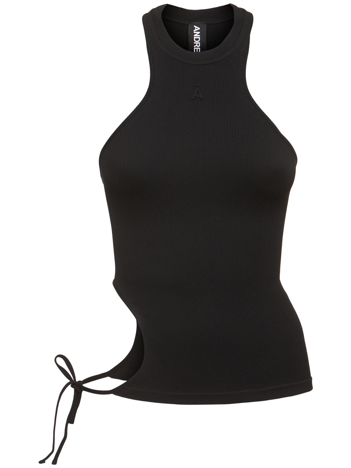 Andreädamo Ribbed Jersey Cut-out Tank Top In Black