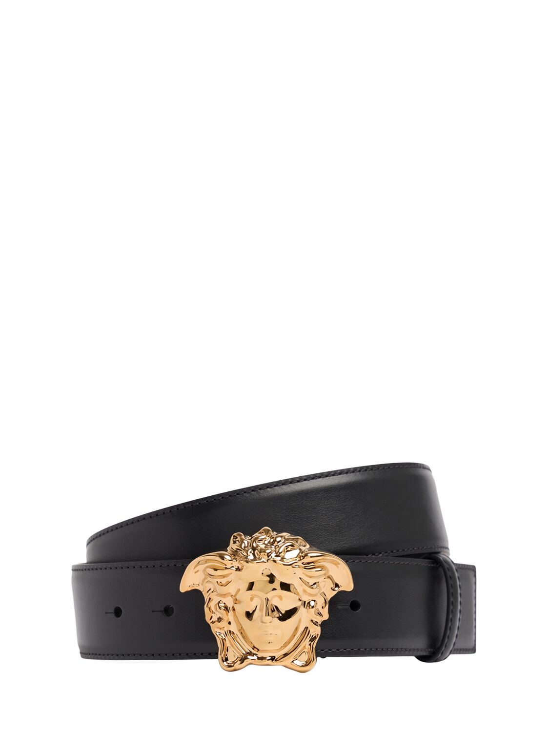 Versace 40mm Leather Belt In Black