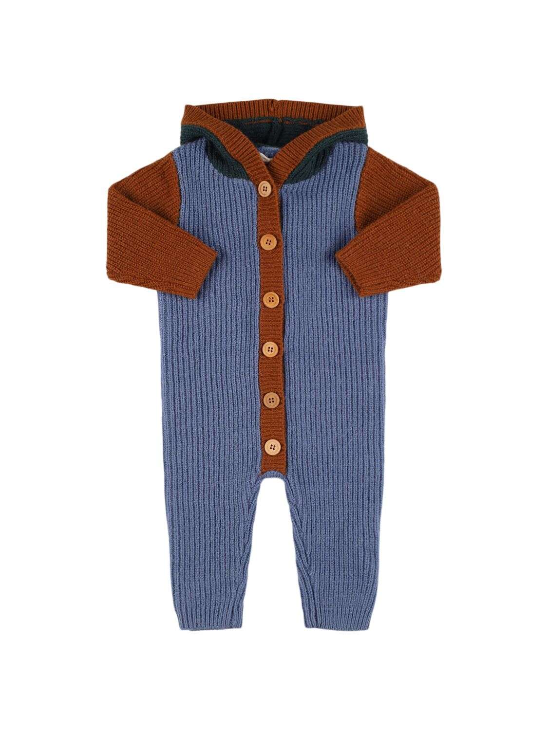 Louise Misha Babies' Wool Blend Hooded Romper In Multicolor