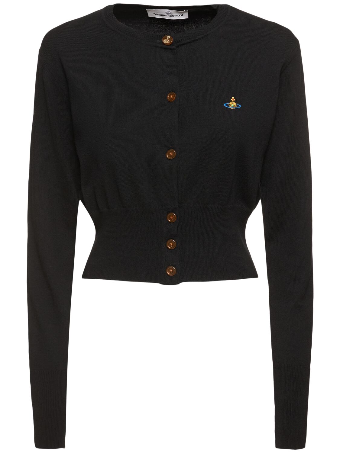 Vivienne Westwood Bea Cotton & Cashmere Knit Crop Cardigan In Black