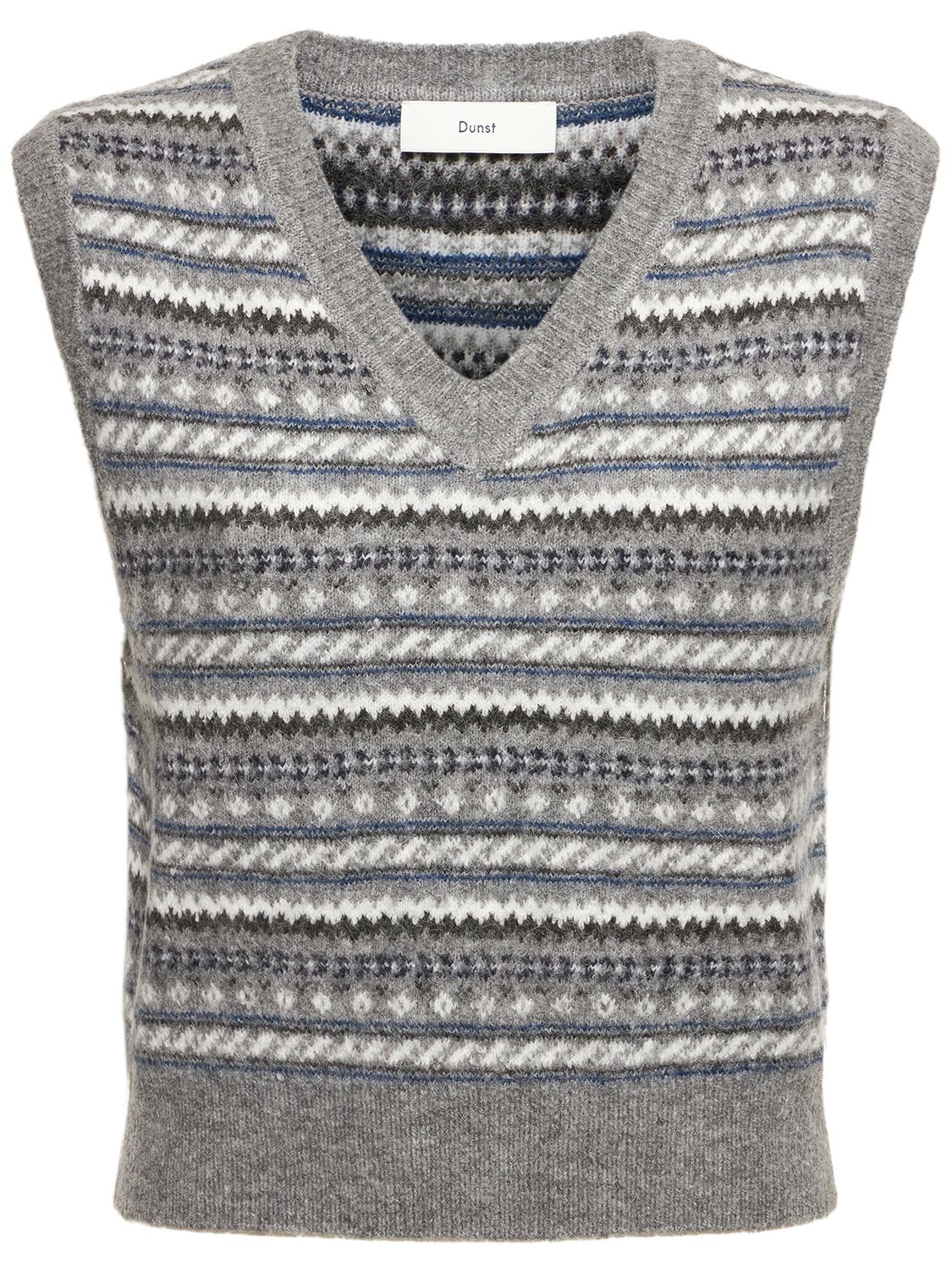 Dunst Unisex Patterned Knit Vest In Heather Grey