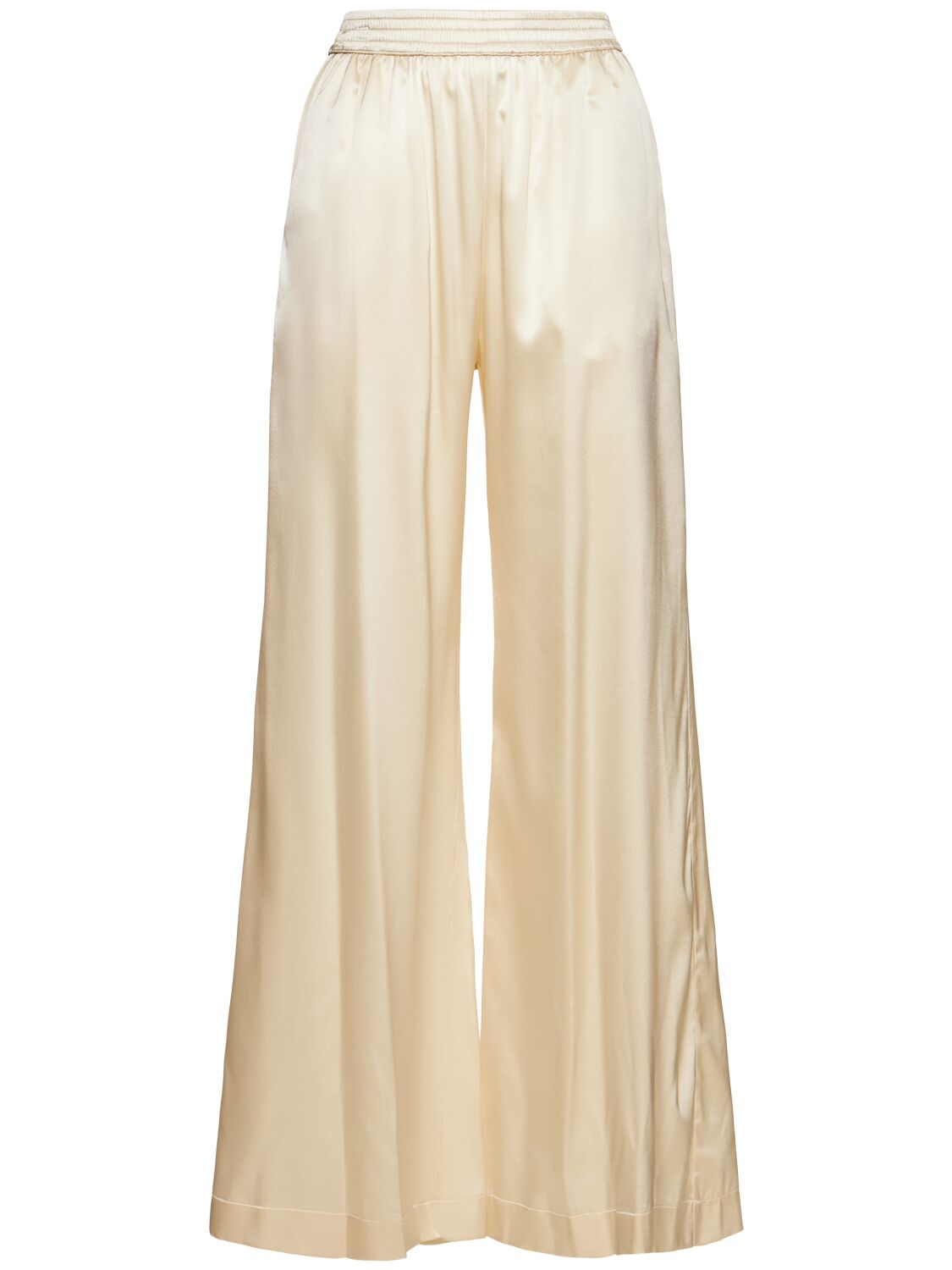 Ermanno Scervino Silk Blend Elastic Waist Wide Pants In White