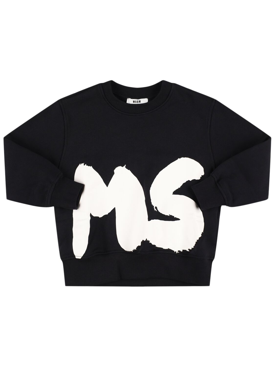 Shop Msgm Printed Cotton Sweatshirt In Black